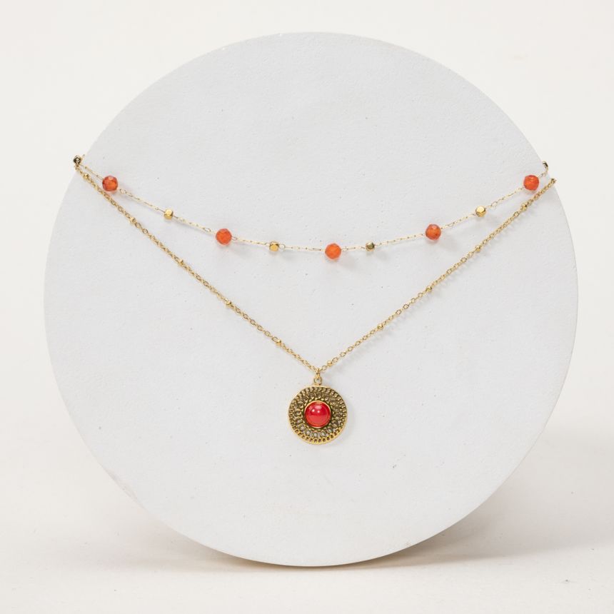 Pendentif Adélaïde - Agate rouge Cornaline