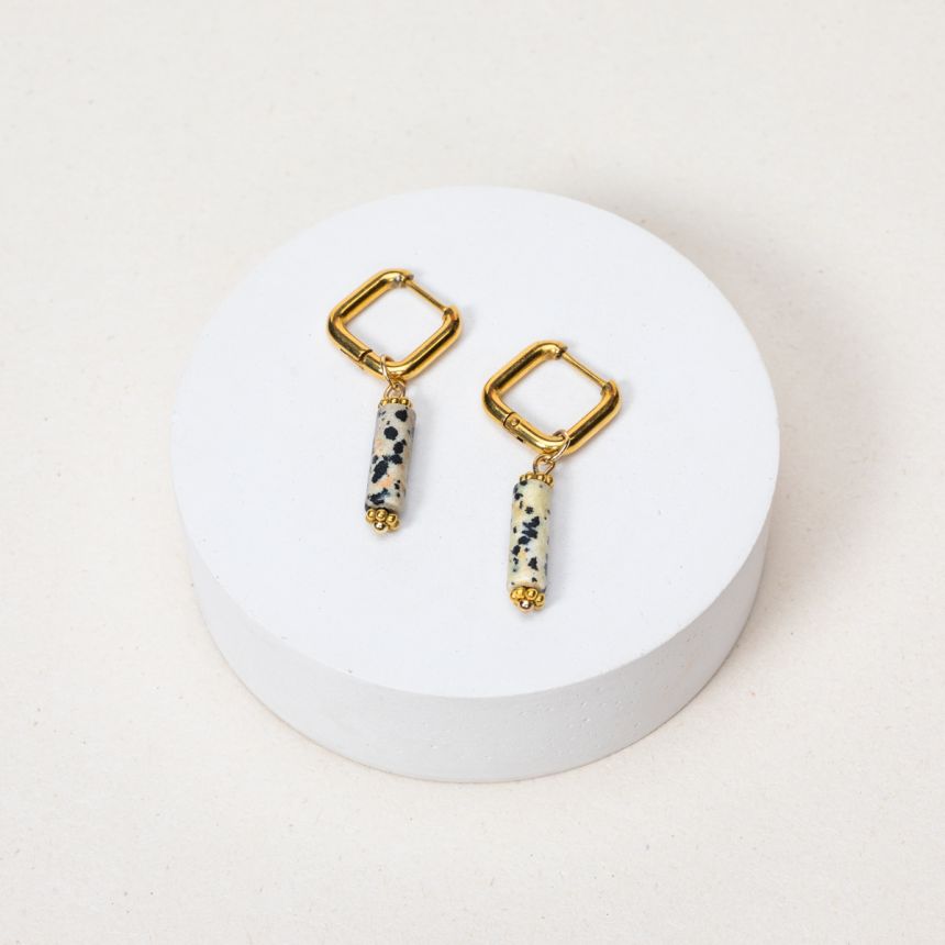 Boucles d'oreilles Dottie - Jaspe Dalmatien